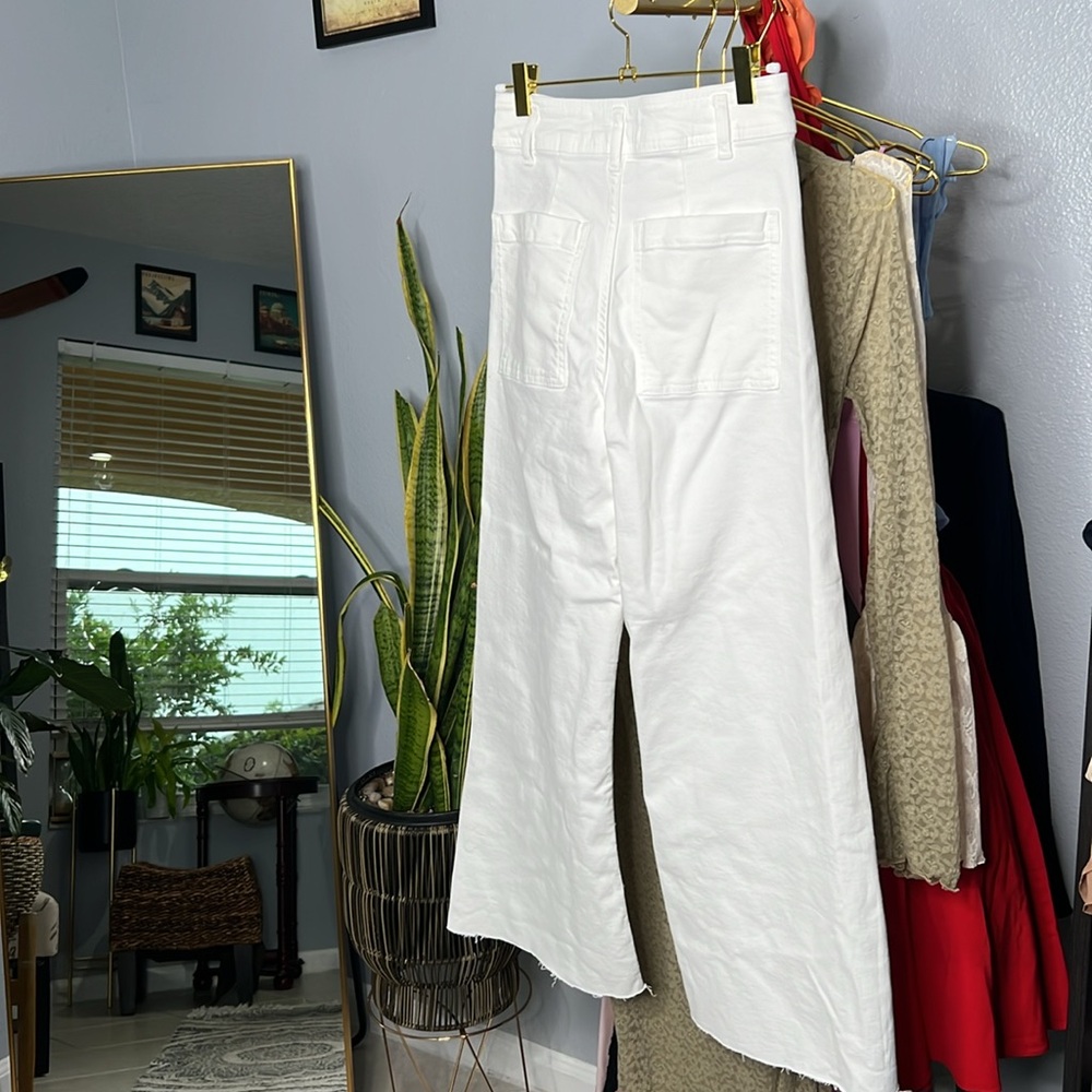 Zara Short White Boyfriend Pants - Picture 4 of 6